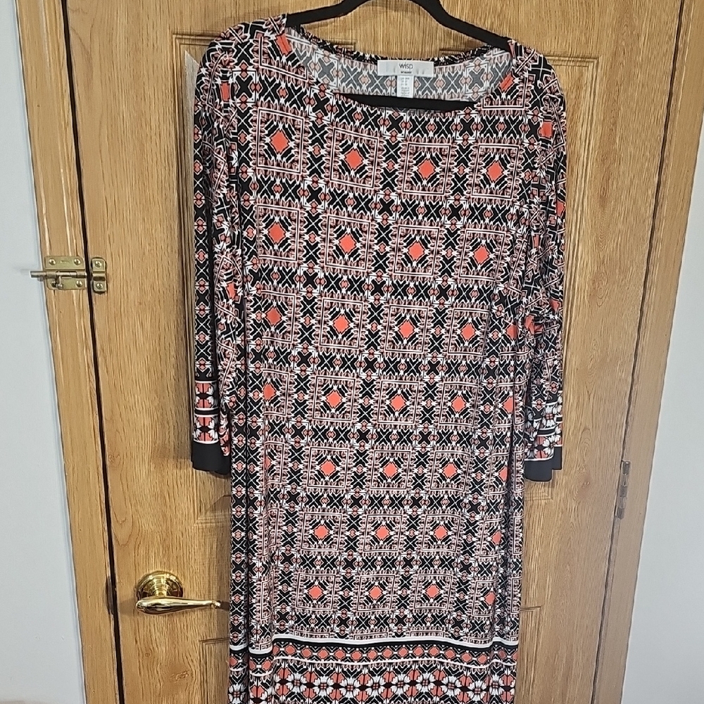 Elegant Black and Orange Geometric Dress